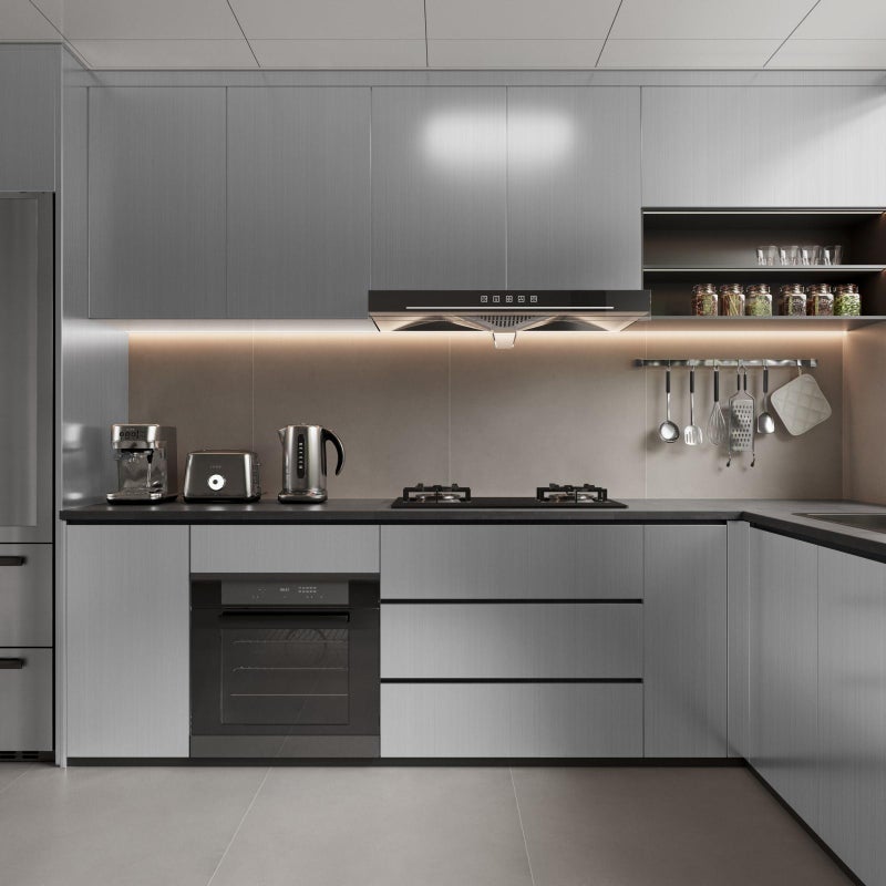 Abyssaly Silver Stainless Steel Locker Wallpaper Self-Adhesive Peel and Stick Refrigerator Wrap 17.71 in X 78.7 in Removable Speaker Dryer Cabinet Oven Appliances Bathroom Kitchen Vinyl Film - Image 2